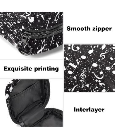 Stylish Menstruation Pad Bag with Zipper - Women's Napkin & Tampon Collection Bag (Black & White Abstract Music) | Eco-Friendly & Functional - Buy Online on GoSupps.com