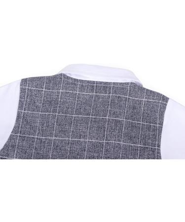 AmzBarley Baby Boys Gentlemans Outfit Suit | Long/Short Sleeve Shirt Pants Vest Bowtie Romper | Grey 6-12 Months - Buy Online on GoSupps.com