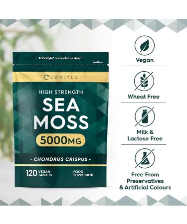Sea Moss Tablets 5000mg | 120 Vegan Tablets | High Strength Sea Moss Extract | Carlyle - Buy Online on GoSupps.com
