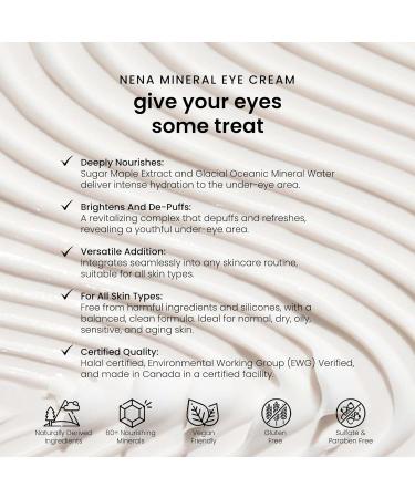 NENA Skincare Mineral Eye Cream - Hydrating Under Eye Cream for Dark Circles - Reduces Appearance of Puffiness with Canadian Glacial Water - 0.5 oz. - Buy Online on GoSupps.com