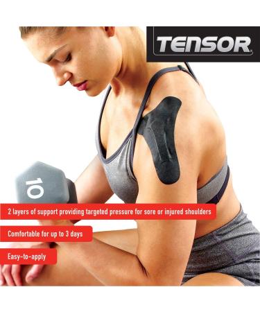 Tensor Kinesiology Shoulder Support Pre-Cut Adhesive Athletic Support Brace Alternative 3 Pack - Buy Online on GoSupps.com