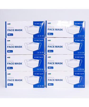 Show-me Type IIR fluid resistant surgical Face Masks Disposable Face Masks For Everyday Use Essential Face Mask For Bacterial protection Pack of 400 Colour - White One Size 8 count (Pack of 50) - Buy Online on GoSupps.com