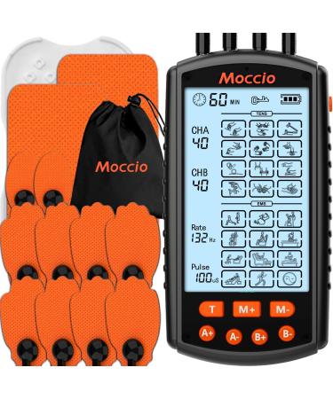 MFAVTO TENS EMS machine 4 Outputs & 24 Modes TENS Unit Muscle Stimulator with Large Battery 12 Electrode Pads for Back Pain General Pain Relief Neck Pain Muscle Pain