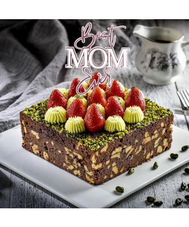 Cake Topper Best Mom Ever Cake Topper Acrylic Cake Decorations for Mom s Birthday Mother s Day Rose Gold White - Buy Online on GoSupps.com
