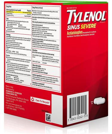 Tylenol Sinus Severe Daytime Caplets - 50 Travel Packs, 100 ct - Pain & Congestion Relief - Buy Online on GoSupps.com