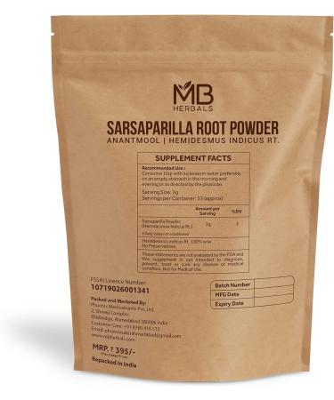 MB Herbals Sarsaparilla Root Powder 100g (3.5 oz) - Hemidesmus indicus | Anantmool Powder for Wellness - Buy Online on GoSupps.com