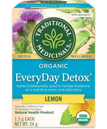 Traditional Medicinals Organic Chamomile Herbal Tea 16 Count & Organic Everyday Detox Lemon Herbal Tea - with Stinging Nettle & Burdock Root to Remove Accumulated Waste from The Body - 16 Tea Bags - Buy Online on GoSupps.com