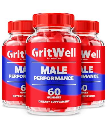 (3 Pack) GritWell Gummies Official Grit Well Daily Fitness Formula with Premium Blend for Natural Energy Stamina & Drive Support for Active Body | Great-Tasting Performance Gummys (180 Gummies)