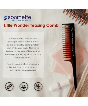 Spornette Little Wonder Teasing Comb (TC-1) - Triple Teasing Comb for Volume - Ideal for Fine, Medium, and Thinning Hair - Rat Tail Handle - Unisex - Buy Online on GoSupps.com