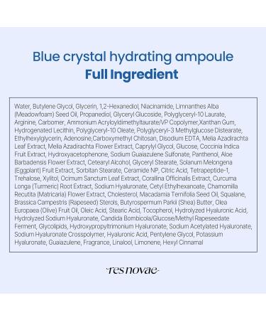 res novae Blue crystal hydrating ampoule Blue glow serum Peptide Ceramide Lecithin wrinkle care & Firming Hydrating & moisture barrier Thirsty skin | 1.01 fl oz - Buy Online on GoSupps.com