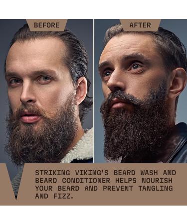 Striking Viking Beard Care Set - Sandalwood Shampoo & Conditioner | Paraben & Sulfate Free | Deep Clean for All Beard Types - Buy Online on GoSupps.com