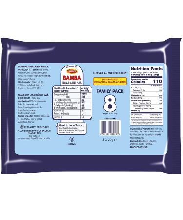 Osem Bamba Peanut Snacks for Babies - All-Natural Peanut Butter Puffs Family Pack (8 x 0.7oz Bags) - 50% Peanuts - Buy Online on GoSupps.com