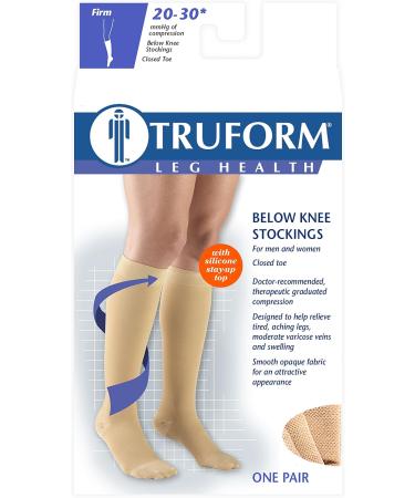 Truform 20-30 mmHg Compression Stockings for Men & Women | Knee High Closed Toe Beige | Small Size (1 Pair - Buy Online on GoSupps.com