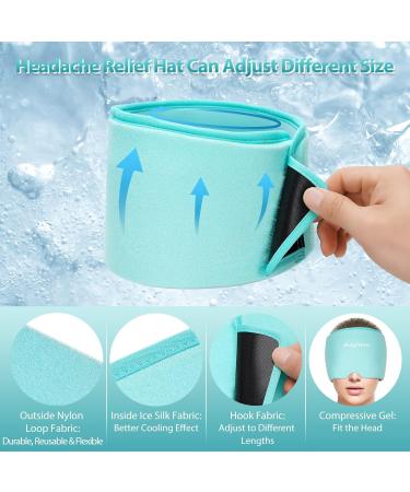 Migraine Relief Ice Hat Cap - Flexible Gel Cold Compress for Head, Eyes, Neck - Reusable Ice Pack for Headache Migraine Relief - Stretchable & Adjustable - Natural Therapy (Ice Blue) - Buy Online on GoSupps.com