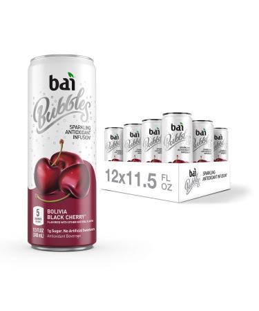 Bai Bubbles, Sparkling Water, Bolivia Black Cherry, Antioxidant Infused Drinks, 11.5 Fluid Ounce Cans, 12 Count Bolivia Black Cherry 11.5 Fl Oz (Pack of 12)