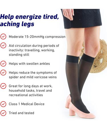 Energizing Daily Wear Knee Highs | Medium Black | Comfortable & Stylish Compression Socks for All-Day Support - Buy Online on GoSupps.com