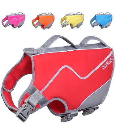 Vivaglory for dogs in a sporty style durable pet safety vest comfortable neoprene rescue vests with Velcro fastener red large L: 64-76cm (chest circumference) red