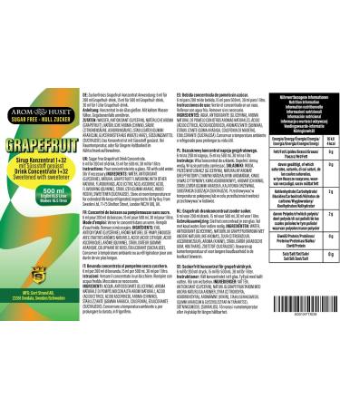  Aromhuset Grapefruit 500 ml concentrate for 16.5 l of sugar-free beverage | Mixing ratio 1:33 | Contains grapefruit extract - Buy Online on GoSupps.com