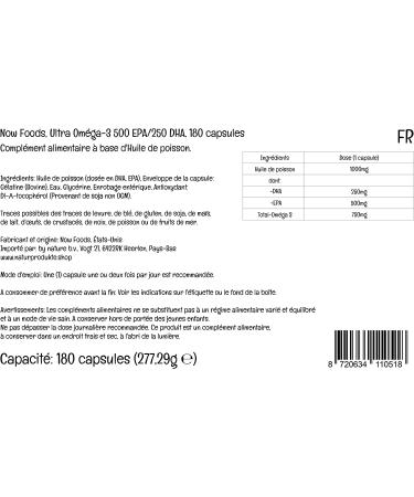 Now Foods Ultra Omega-3 500 EPA & 250 DHA - 180 Softgels | High-Quality Omega-3 Supplement - Buy Online on GoSupps.com