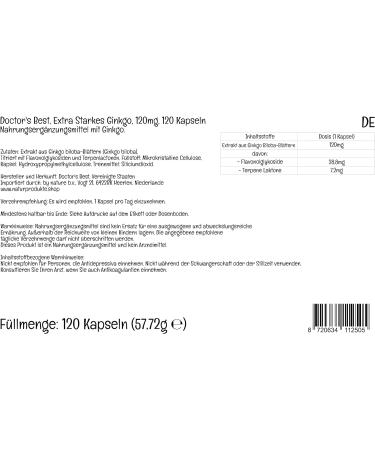 Doctor's Best Extra Strength Ginkgo 100mg 120 Vegan Capsules | Laboratory Tested | Vegetarian Friendly - Buy Online on GoSupps.com