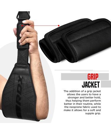 RDX Abdominal Muscle Loop - Maya Hide Leather Padded D-Ring for Fitness Training Pull-Ups & Arm Exercises - Unisex Black - Buy Online on GoSupps.com