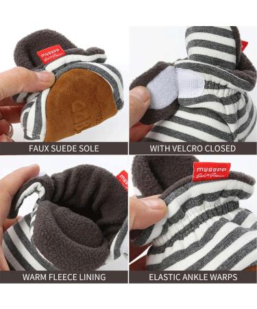 TMEOG Baby Booties Slippers - Infant Boots for Boys & Girls, Newborn First Walking Shoes, Winter Sock Crib Shoes 0-18 Months - 12-18 Months, Light Black Striped - Buy Online on GoSupps.com