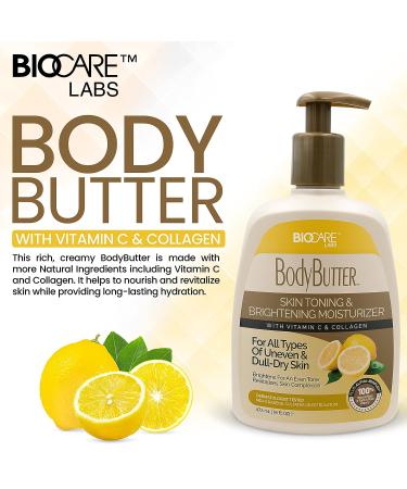 Biocare Labs Moisturizing Body Butter with Vitamin C & Collagen - 16 oz, Ideal for Uneven Skin Tones, Wrinkles & Fine Lines - Buy Online on GoSupps.com