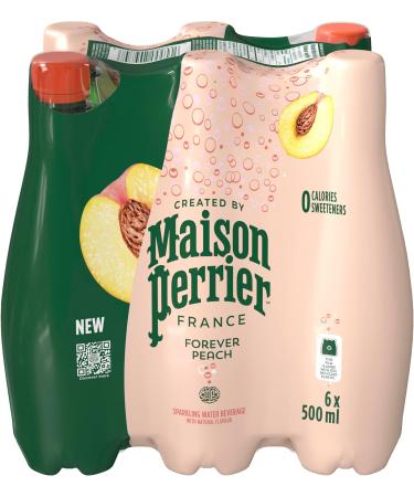 Maison Perrier Forever Peach Sparkling Water Beverage Natural Peach Flavour No Calories No Sweeteners No Sodium Sourced & Bottled In France Pack of 6 Bottles - Buy Online on GoSupps.com