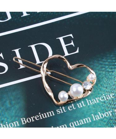 Aneneiceera Love Hair Clip Gold Crystal Hair Barrette One word Clip Hollow Out Heart Hair Pin Pearl Headpieces Decorative Hair Pins Headwear Bride Hair Accessories for Women and Girls(Love) - Buy Online on GoSupps.com