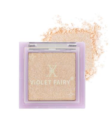 Single Eyeshadow Compact Pigmented Shimmery Long Lasting Eye Makeup and Highlight - Vegan Cruelty-free - Champagne Gold Silver Sparkle 01