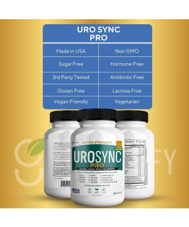 UroSync Pro Natural Herbal Prostate Support 60 Capsules Extra Strength with Saw Palmetto Vitamins E & B6 Gluten Free Non-GMO (3) - Buy Online on GoSupps.com