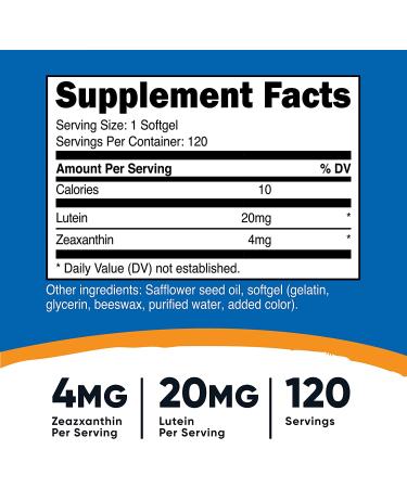 Nutricost Zeaxanthin with Lutein 20mg 120 Softgels - Non-GMO & Gluten Free - Buy Online on GoSupps.com