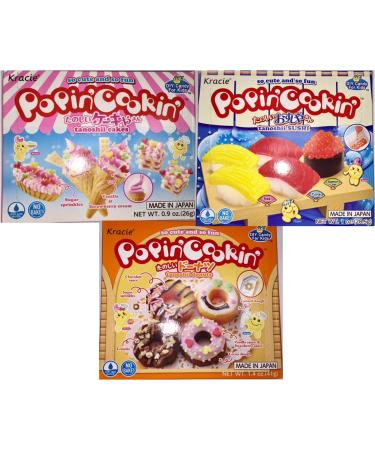 Popin' Cookin' DIY Candy Kit (3 Pack Variety) - Tanoshii Cakes, Sushi and Donuts