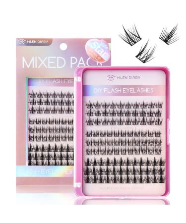 Lash Clusters DIY Eyelash Extenisons Natural Look Wispy Clusters Lashes D Curl Individual Lashes DIY at Home Wispy Fluffy Lash Extensions Reusable Individuals (3 IN1) Black