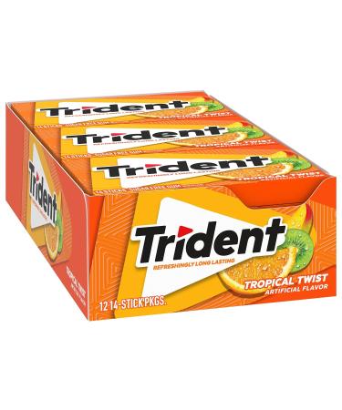 Trident Tropical Twist Sugar-Free Chewing Gum with Xylitol 39g - 14 Sticks - Buy Online on GoSupps.com