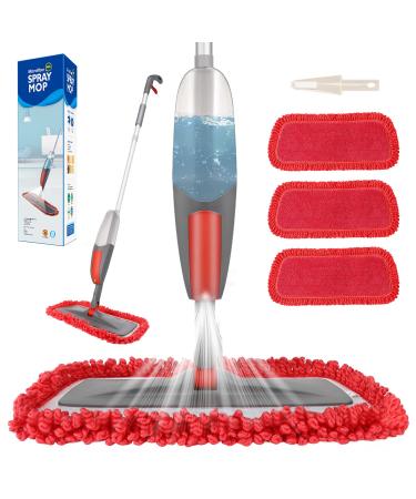 Spray Mop,Aiglam Floor Mop, 550ml Wet Jet Mop with 3 Free Reusable Microfiber Pads Multi Mop with Refillable Bottle for Hardwood Floor, Wood, Laminate (Red) Red-550ml
