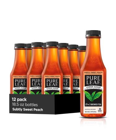 Pure Leaf Iced Tea, Subtly Sweet Peach, Lower Sugar, 18.5 Fl Oz (Pack of 12)