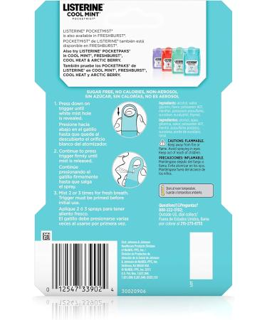 Listerine Pocketmist Cool Mint Oral Care Mist - 2 Count (7.7 ml) | Freshen Breath Anytime | International Shipping - Buy Online on GoSupps.com