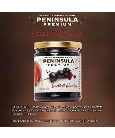 Peninsula Premium Cocktail Cherries | Award-Winning Deep Burgundy-Red | Silky Smooth Rich Syrup | Luxe Sweet-Tart Flavor | American Grown & Made | 10.5 oz (3-Pack) - Buy Online on GoSupps.com