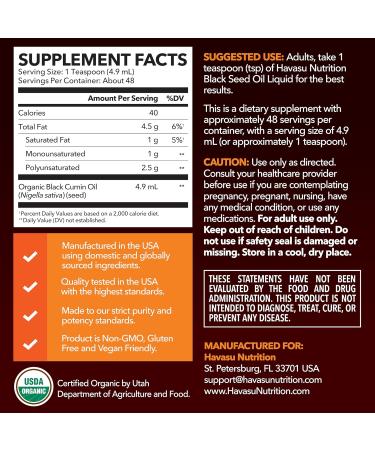 Organic Black Seed Oil Cold Pressed Liquid - Black Cumin Supplement for Immune System Function Digestive Support Hair Nourishment & Overall Health - 8 Fl Oz - Unflavored Non-GMO Vegan Organic Liquid - Buy Online on GoSupps.com