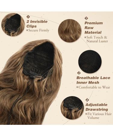 BARSDAR Wavy Ponytail Extension 26'' Ash Brown Mix Blonde - Synthetic Clip in Hairpiece for Women - Daily/Halloween Wear - 26 Inch - Buy Online on GoSupps.com