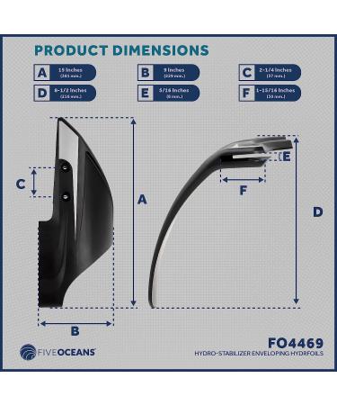 Five Oceans Hydrofoil - Black Hydro-Stabilizer Fins for Outboard Motors 40-250HP - Buy Online on GoSupps.com