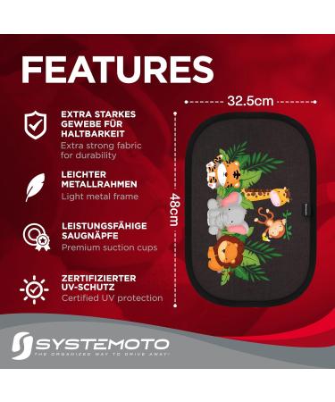 Systemoto Car Sun Shade for Babies - Extra Dark UV Protection - Set of 2 Wildlife Design - Buy Online on GoSupps.com