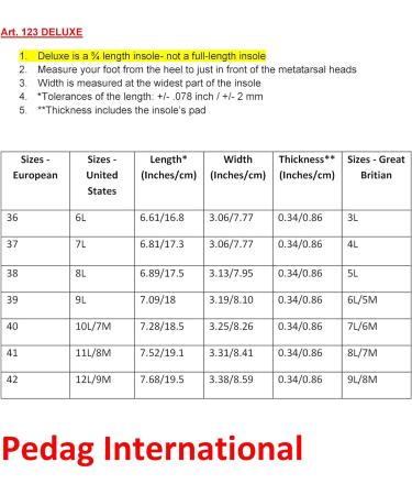 Pedag de Luxe 3/4 Insoles for Leather Shoes - Comfort & Support for Open Toes Brown Size 38 EU - Buy Online on GoSupps.com