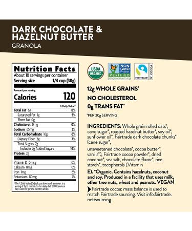 Love Crunch Organic Dark Chocolate & Hazelnut Butter Granola 10.6 oz (Pack of 6) - Buy Online on GoSupps.com