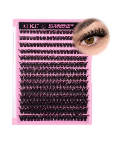 280Pcs Wispy Individual Lashes DIY Eyelash Extensions 8-16MM Fluffy D Curl Lash Extensions Lash Clusters 80D Cluster Eyelashes DIY at Home by ALICE F22-Classic 80D