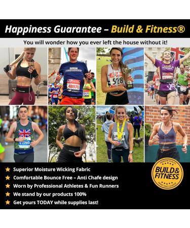 Buy Build & Fitness Running Belt for Men & Women Flip-Waist Pocket Key Clip & Cell Phone Holder for iPhones & Samsung - Adjustable 34 -39 (87-98cm) - Black - Buy Online on GoSupps.com