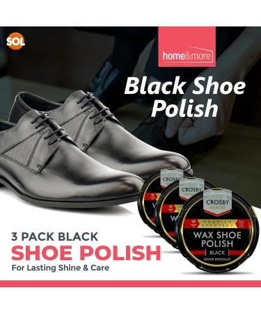 SOL 3pk Black Shoe Polish - 50ml Tins with Beeswax & Carnauba Wax for Lasting Shine | Black Boot & Leather Shoe Polish for Care - Buy Online on GoSupps.com