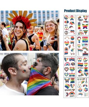 Pride Temporary Tattoos 20 Sheets 160PCS LGBT Gay Lesbian Waterproof Rainbow Pride Tattoos Stickers Decoration for Pride Parades Party Supplies - Buy Online on GoSupps.com
