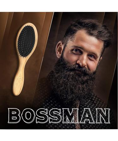Bossman Boar & Nylon Bristle Hair Beard Brush | Detangling & Straightening | Wooden Oval Wet Brush for Men - Buy Online on GoSupps.com